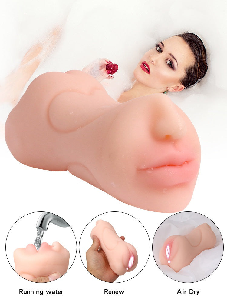 Male mouth anal double dual-player backmark doll three-hole hot explosive homestick machine Simulation uterus airplane cup