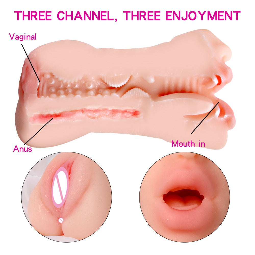 Male mouth anal double dual-player backmark doll three-hole hot explosive homestick machine Simulation uterus airplane cup