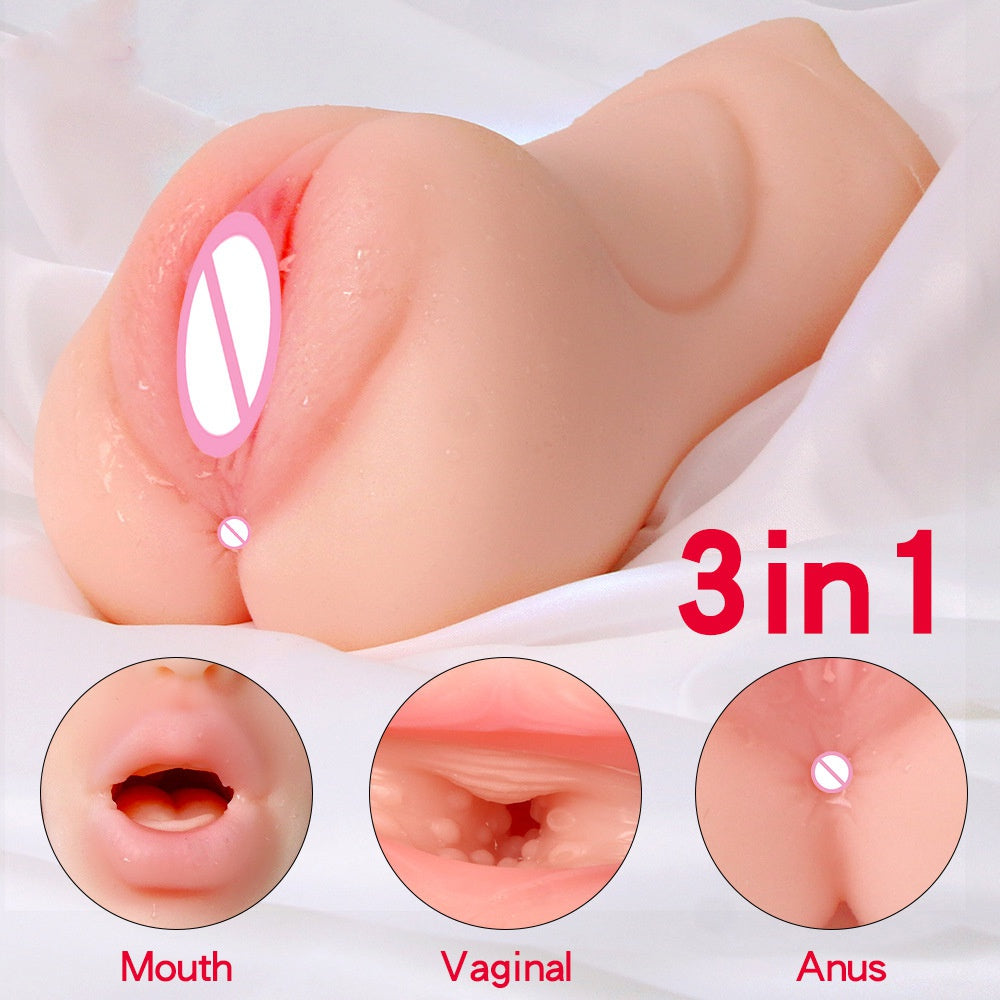 Male mouth anal double dual-player backmark doll three-hole hot explosive homestick machine Simulation uterus airplane cup