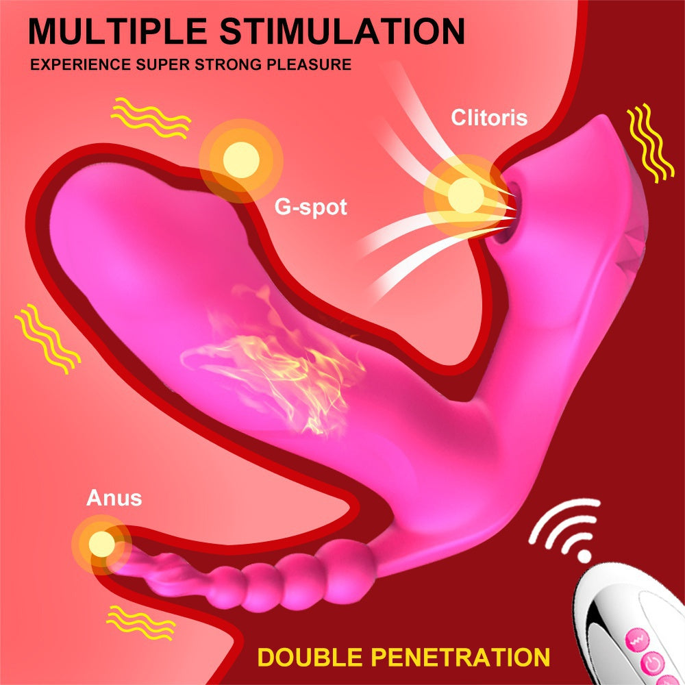 7 Mode Vibrating Sucker Anal Vagina Clitoris Stimulator Wearable Mouth Sucking Erotic Female Sex Toy 3 in 1 G Spot Massage Vibrator
