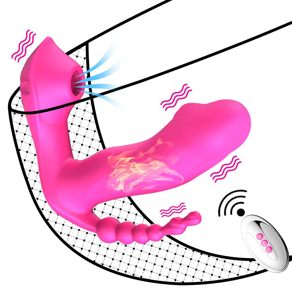 7 Mode Vibrating Sucker Anal Vagina Clitoris Stimulator Wearable Mouth Sucking Erotic Female Sex Toy 3 in 1 G Spot Massage Vibrator