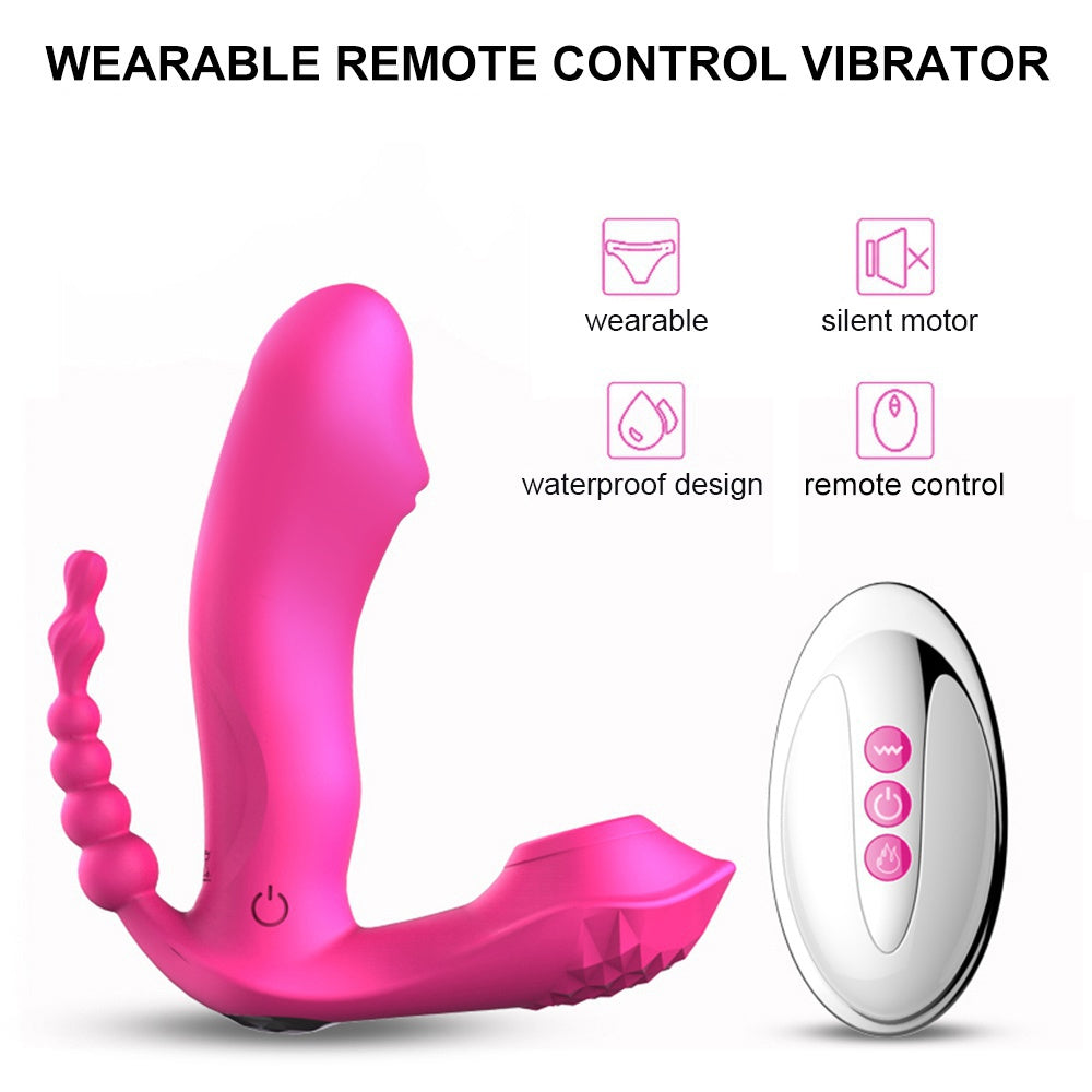 7 Mode Vibrating Sucker Anal Vagina Clitoris Stimulator Wearable Mouth Sucking Erotic Female Sex Toy 3 in 1 G Spot Massage Vibrator