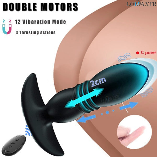 Vibrator Male Thrust Dildo Vibrator Butt Plug Anal Sex Toys 12 Vibration 3 Telescopic Wireless Remote Control Male Prostate Massager Anal Sex Toys