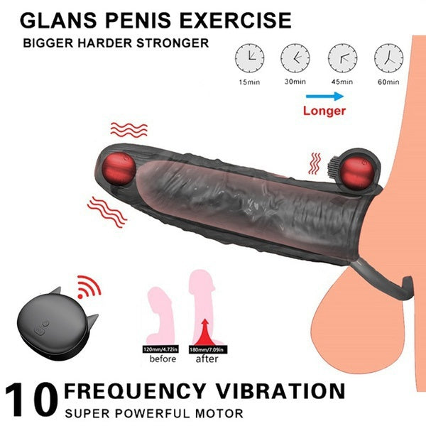 Enlargement Male Reusable Penis Condom Vibrator Condom Couple Sex Toys Adult Sex Toys Penis Vibrating Condom