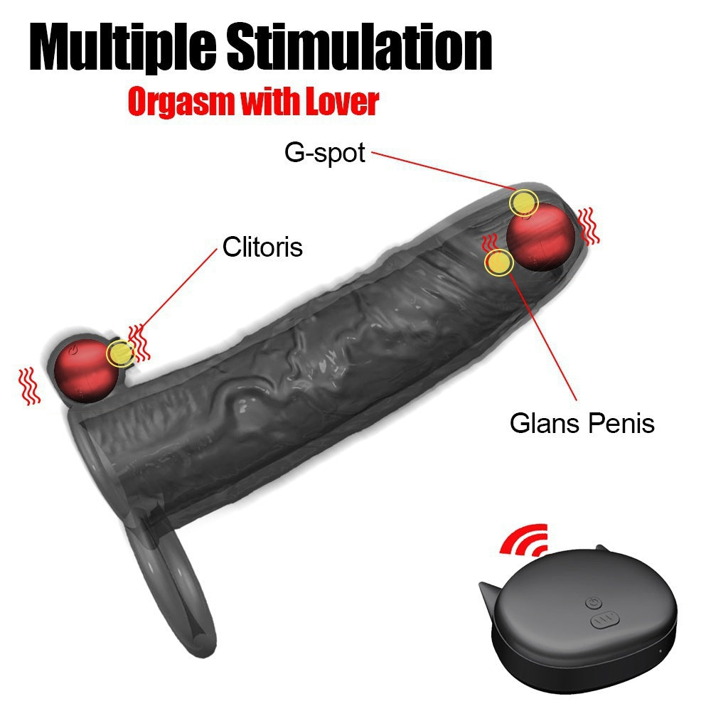 Enlargement Male Reusable Penis Condom Vibrator Condom Couple Sex Toys Adult Sex Toys Penis Vibrating Condom