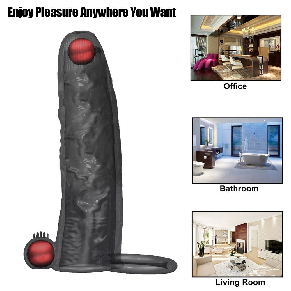 Enlargement Male Reusable Penis Condom Vibrator Condom Couple Sex Toys Adult Sex Toys Penis Vibrating Condom