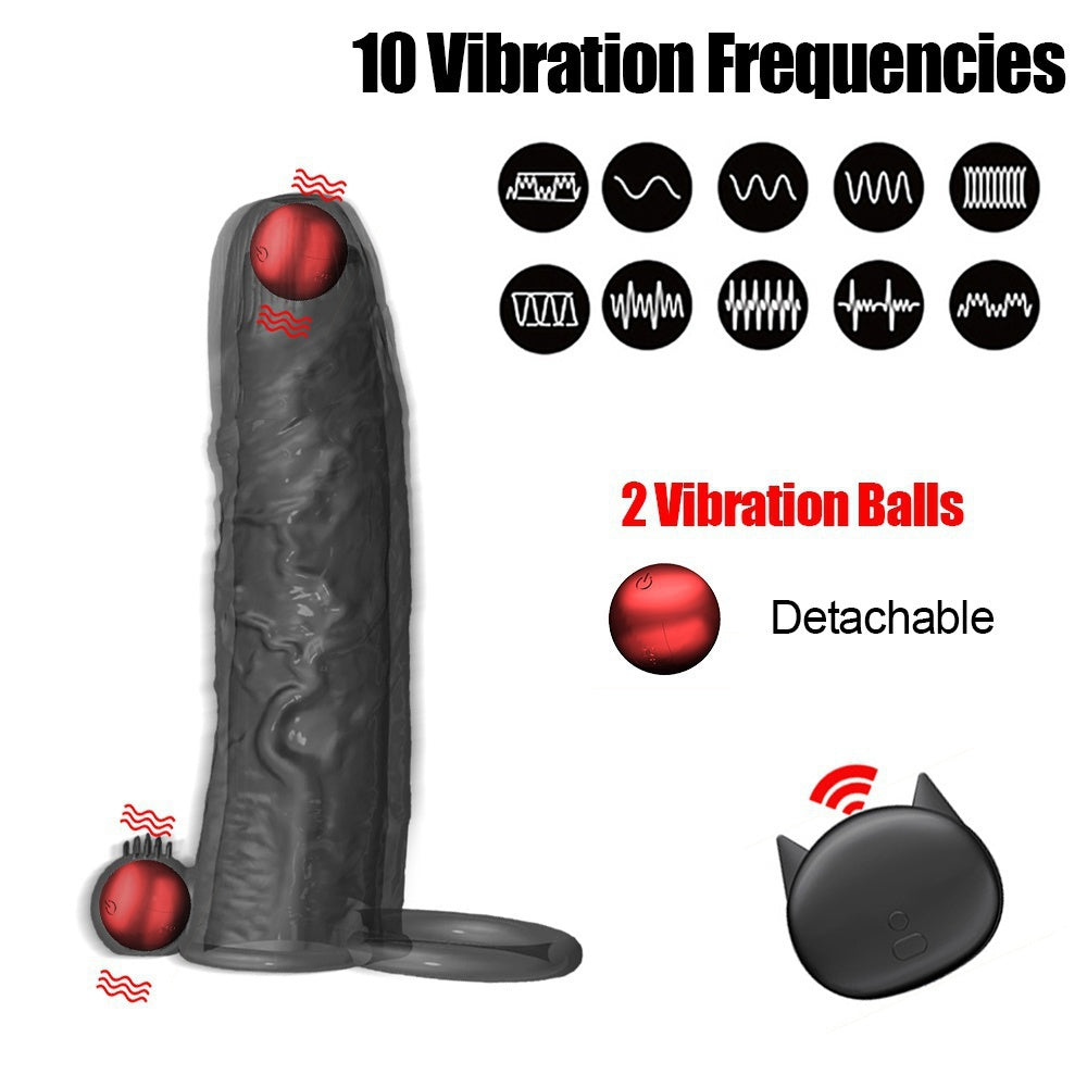 Enlargement Male Reusable Penis Condom Vibrator Condom Couple Sex Toys Adult Sex Toys Penis Vibrating Condom