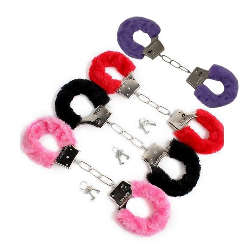 SM Bondage Furry Soft Metal Handcuffs Adult Games Chastity Sex Toys For Couple Role-playing Erotic Products