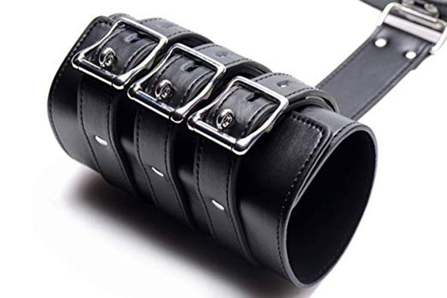 BDSM Adjustable Leather Bondage Wrist Cuffs Arms back Bind Restraints Harness