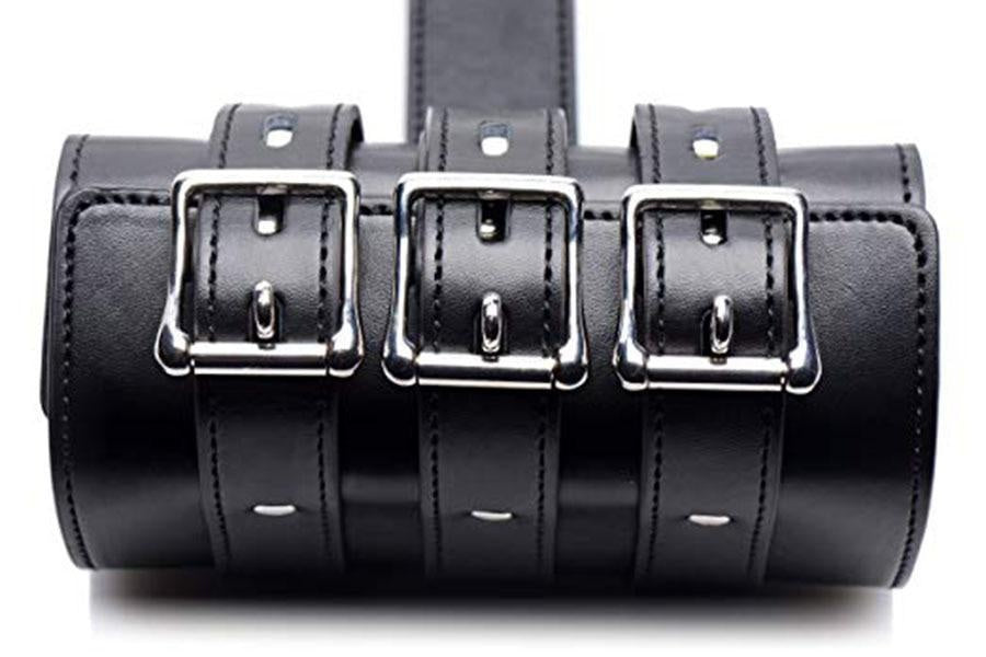 BDSM Adjustable Leather Bondage Wrist Cuffs Arms back Bind Restraints Harness