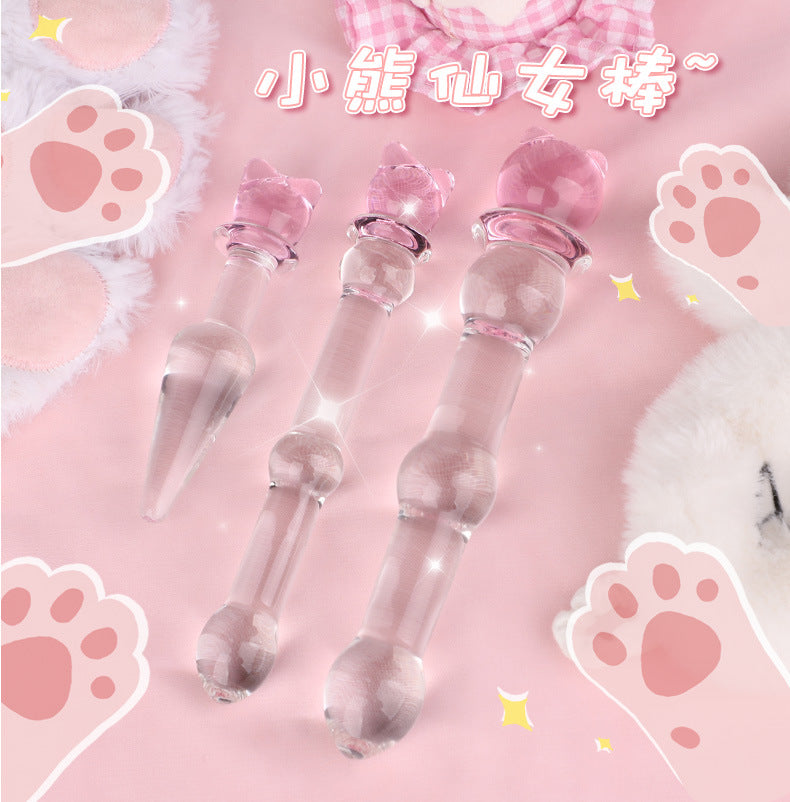 SM sex toy transparent crystal glass dildo massage stick penis masturbator cute styling adult products