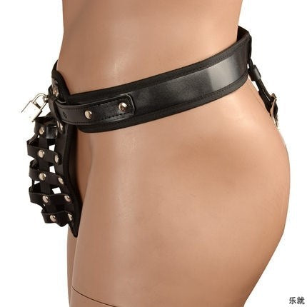 【Chastity Lock】Anti-Cheating Panties Lock Leather Pants Sexy Chastity Pants Birdcage Lock Abstinence Penis Men Male Ring