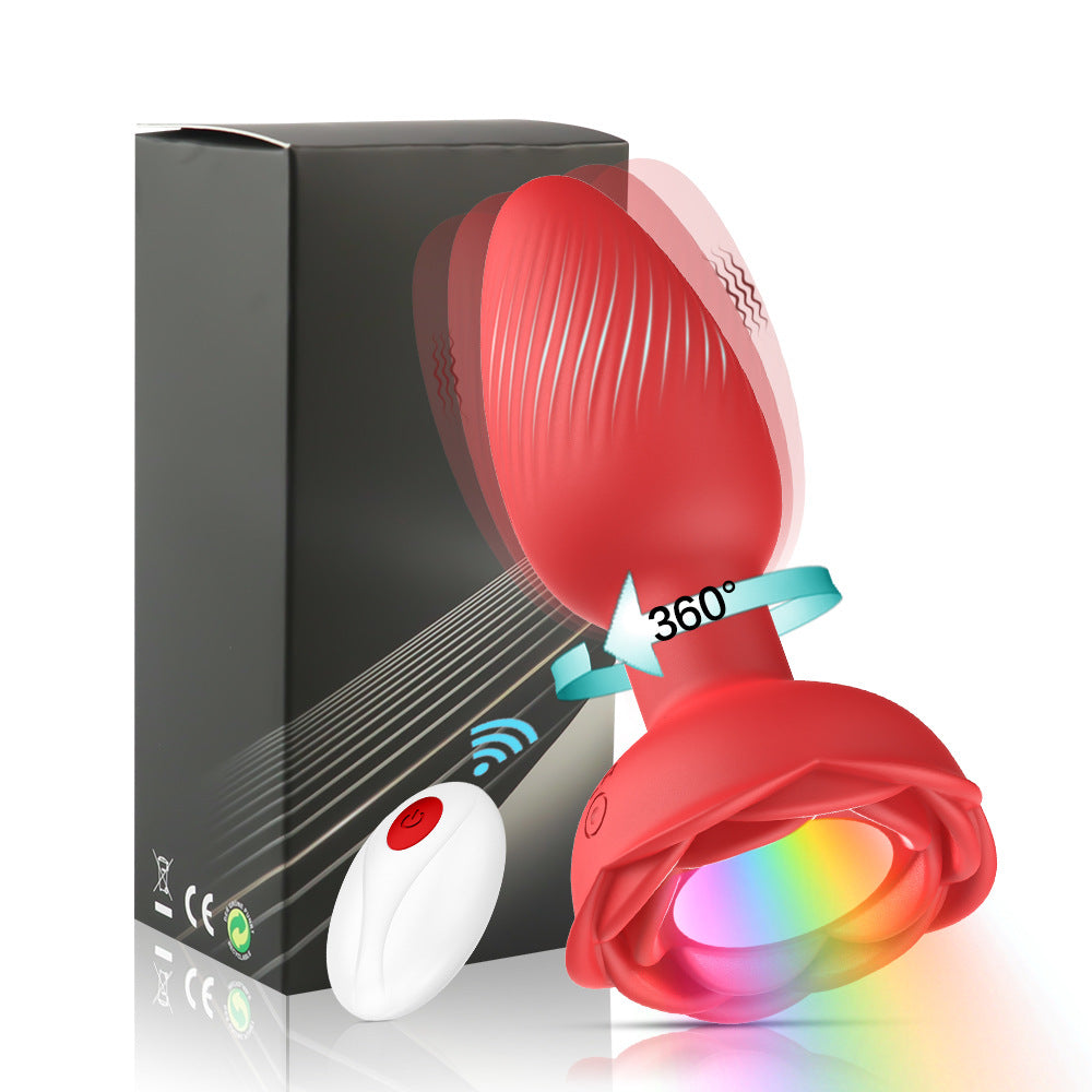 【APP Application】Hayley 2nd generation APP remote control luminous rotation twist vibration rose backyard anal plug silicone men and women masturbation massager