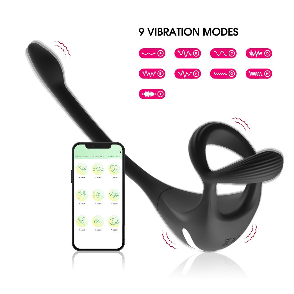 【APP Application】Wholesale from adult products manufacturers, Dragon Knight APP remote control double ring double shock lock fine ring backyard silicone anal plug couple