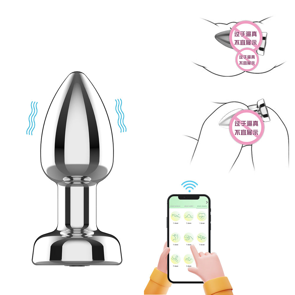 【APP Application】Adult products manufacturers wholesale, charging remote control APP vibration metal backyard anal plug set, gay products Leya
