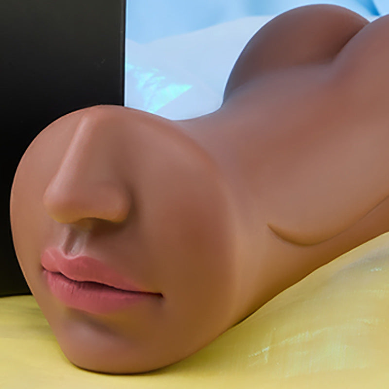 Realistic skin pattern, tee mouth, yin and anus, double head, name device, inverted mold, cross-border brown men's masturbation, adult products