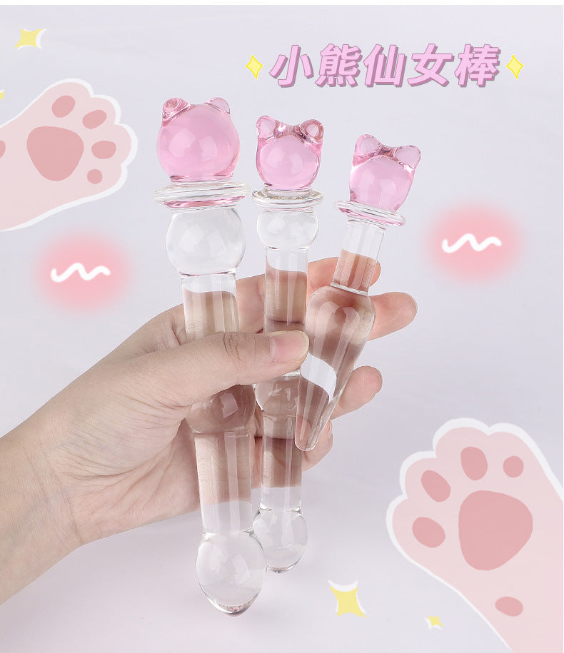 SM sex toy transparent crystal glass dildo massage stick penis masturbator cute styling adult products
