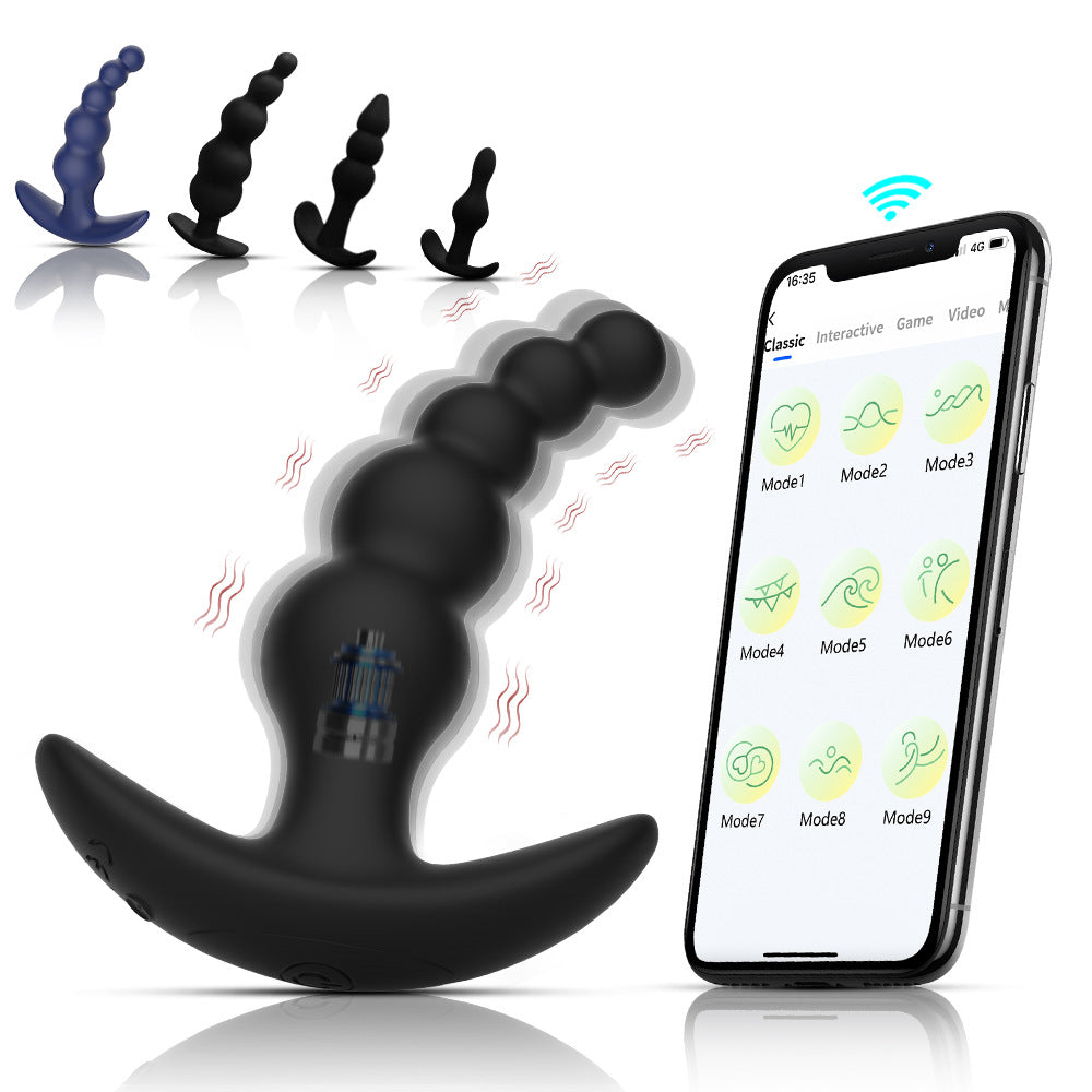 【APP Application】Wholesale of adult products manufacturers, Wulianzhu wireless APP remote control silicone backyard bead anal plug husband and wife products