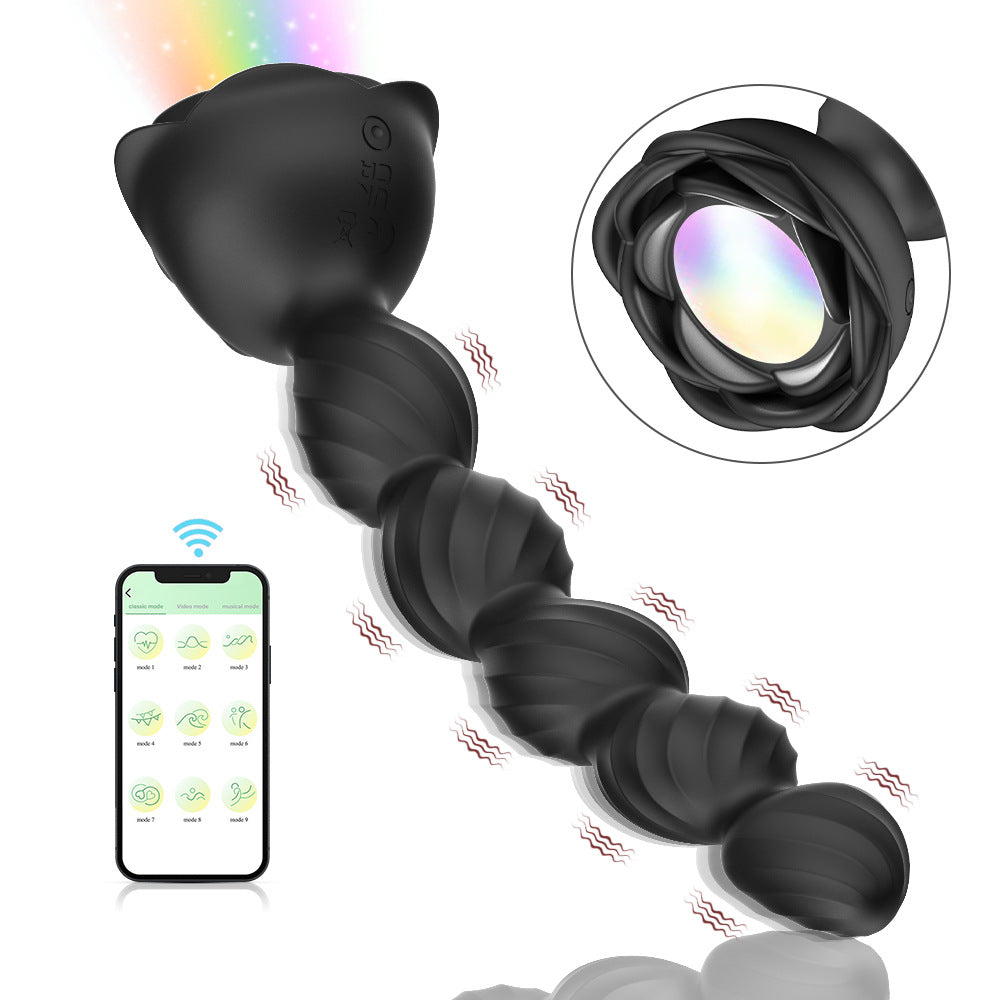 【APP Application】Hayley Colorful Luminous Anal Plug Remote Control Rose Ball Backyard Anal Plug Prostate Male Female Masturbation Vibrator APP