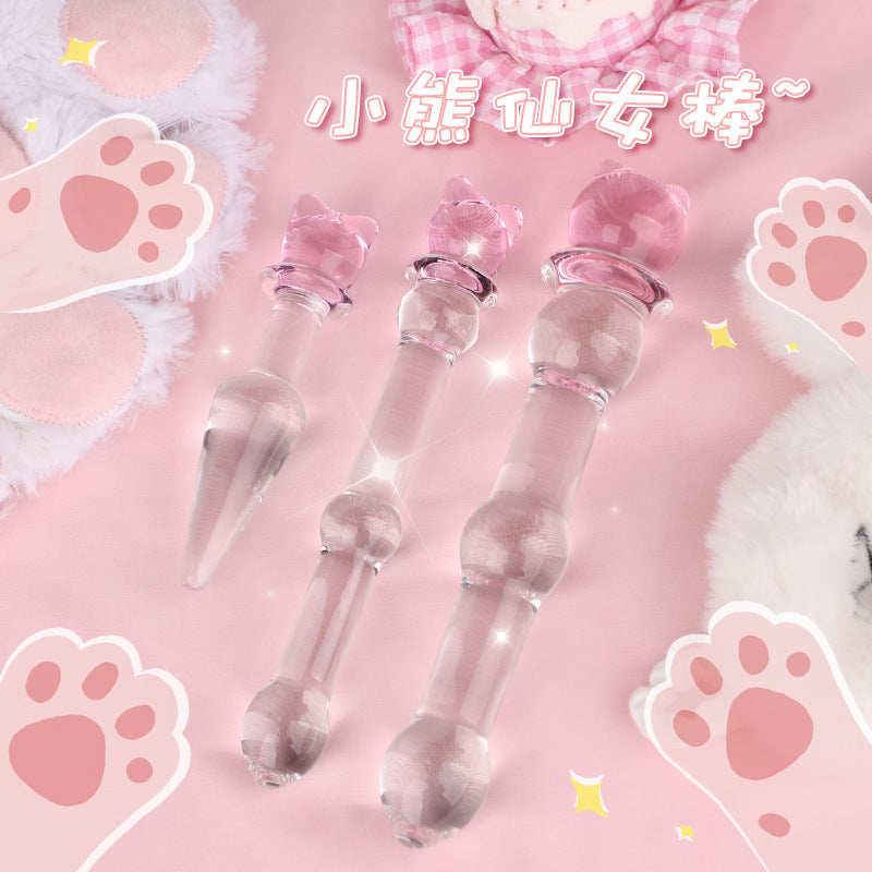 SM sex toy transparent crystal glass dildo massage stick penis masturbator cute styling adult products