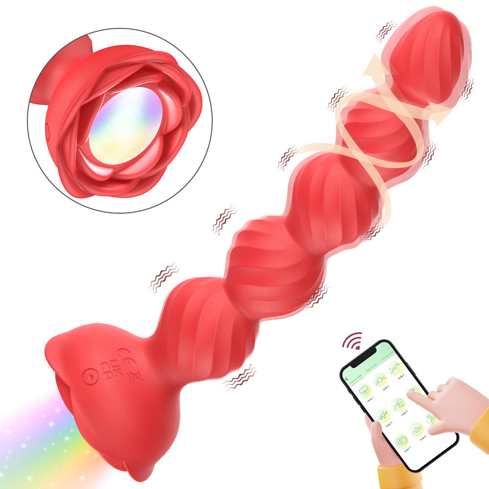 【APP Application】Hayley Colorful Luminous Anal Plug Remote Control Rose Ball Backyard Anal Plug Prostate Male Female Masturbation Vibrator APP