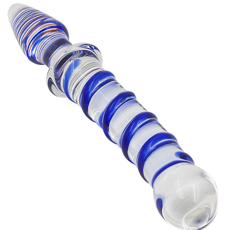 Striped sex adult products transparent glass penis ice and fire women's masturbation device backyard anal plug