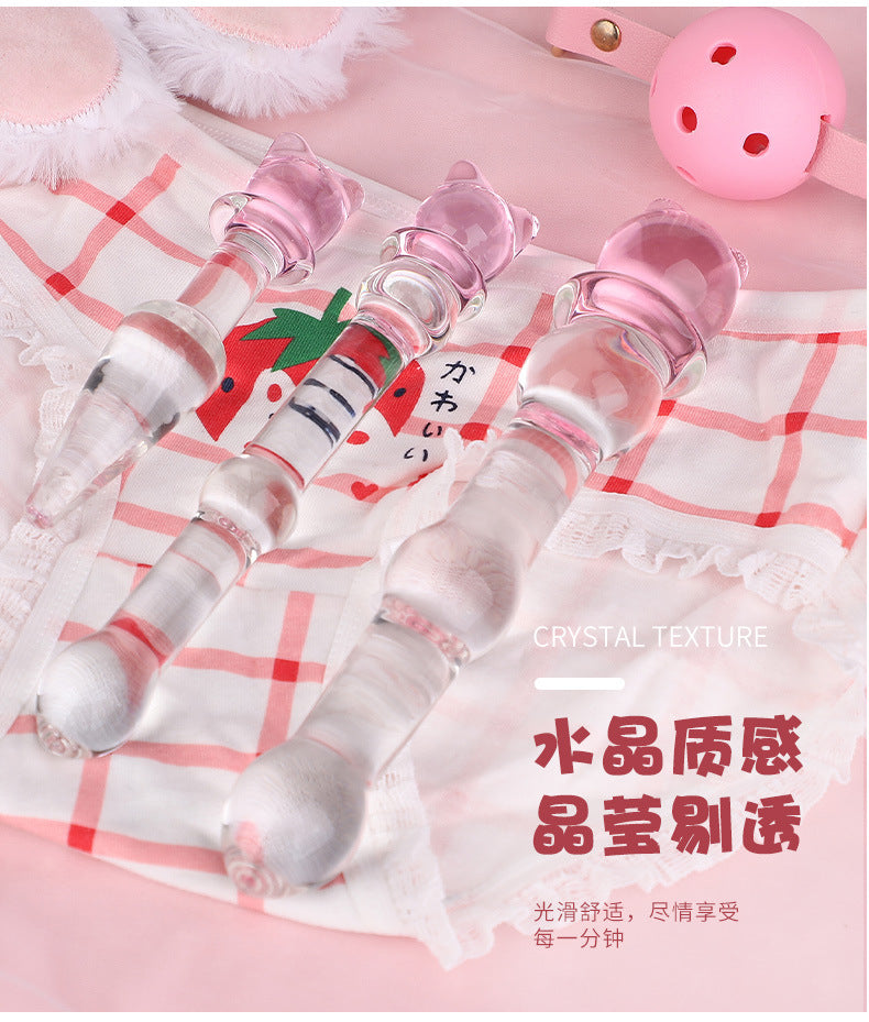 SM sex toy transparent crystal glass dildo massage stick penis masturbator cute styling adult products