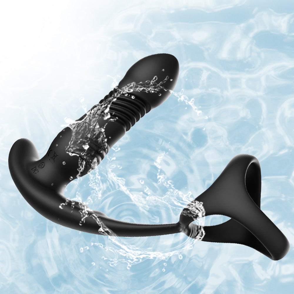 【APP Application】Adult products manufacturers wholesale crescent moon wireless remote control APP telescopic double shock three ring backyard prostate anal plug