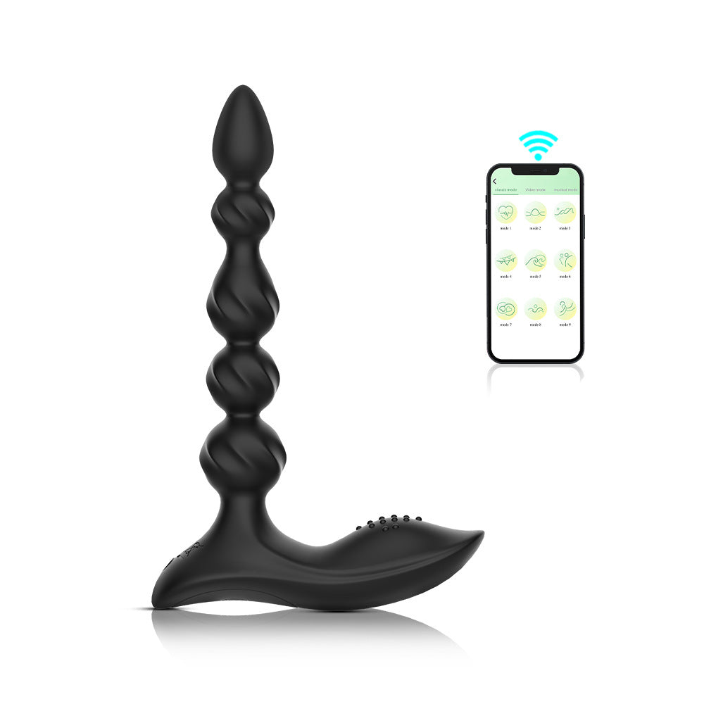 【APP Application】Quito pull five beads double shock anal plug wireless APP remote control backyard pull beads silicone strong shock charging anal plug wholesale