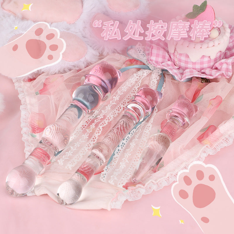 SM sex toy transparent crystal glass dildo massage stick penis masturbator cute styling adult products