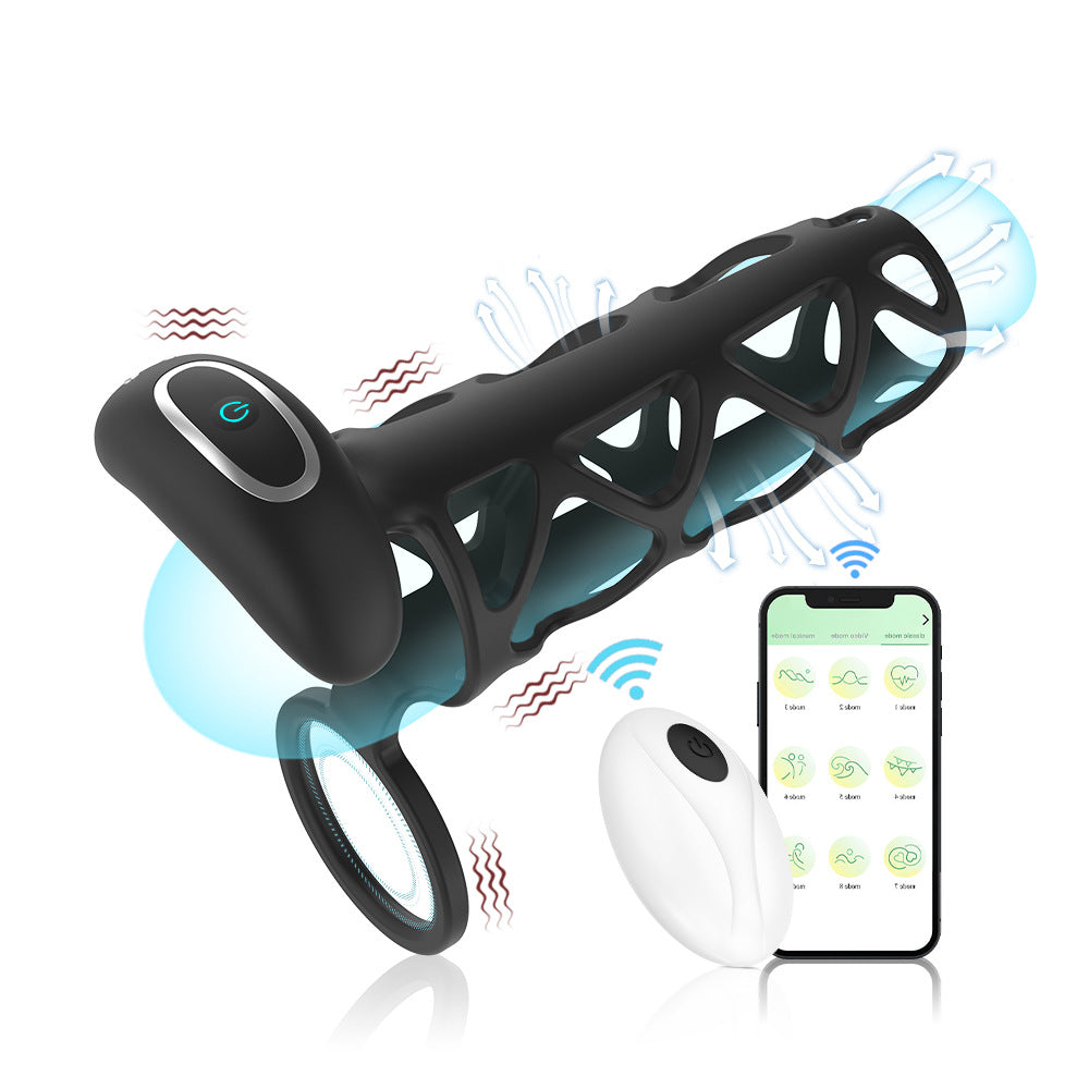 【APP Application】Wholesale from adult products manufacturers, Johnson APP remote control penis net cover, delayed vibration lock fine ring, husband and wife products