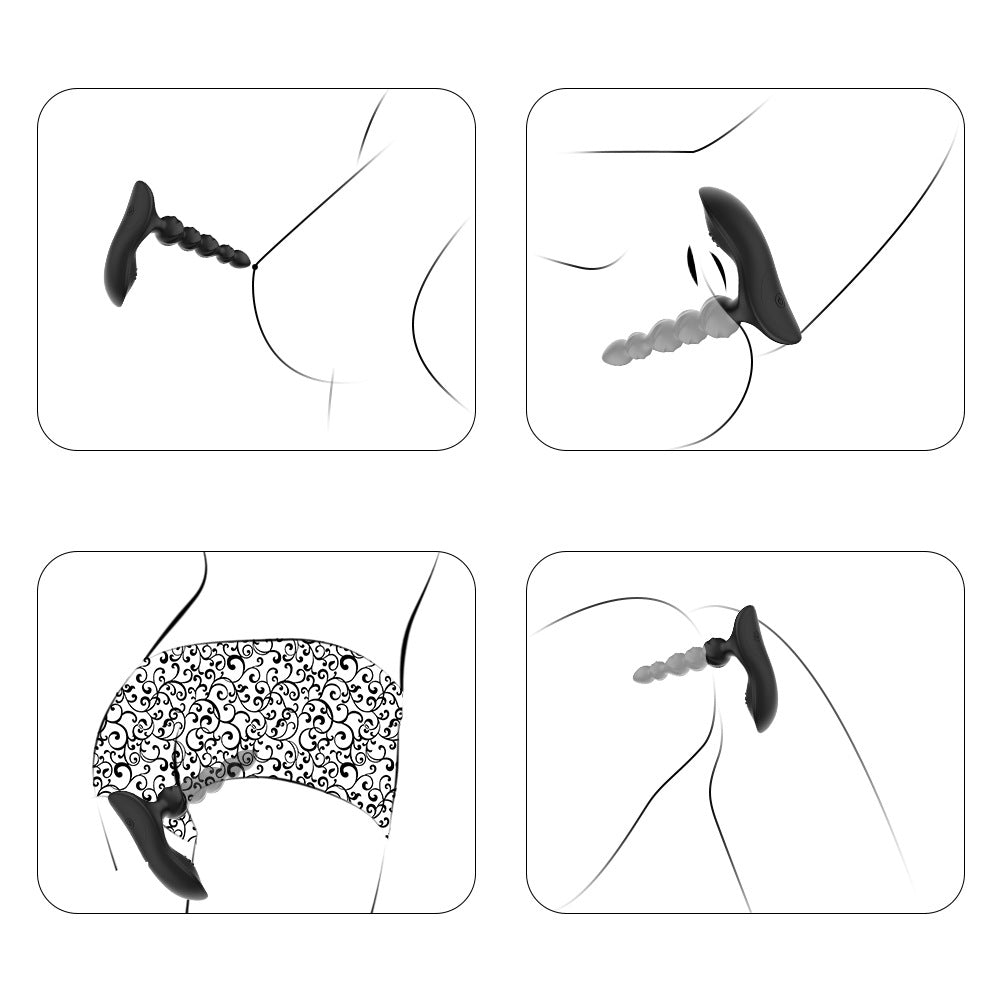 【APP Application】Quito pull five beads double shock anal plug wireless APP remote control backyard pull beads silicone strong shock charging anal plug wholesale