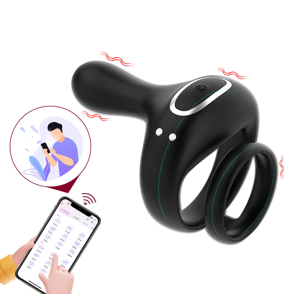 【APP Application】Adult products manufacturers wholesale APP double shock double ring delay lock fine ring husband and wife share male JJ ring speed