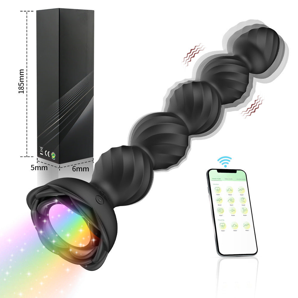 【APP Application】Hayley Colorful Luminous Anal Plug Remote Control Rose Ball Backyard Anal Plug Prostate Male Female Masturbation Vibrator APP