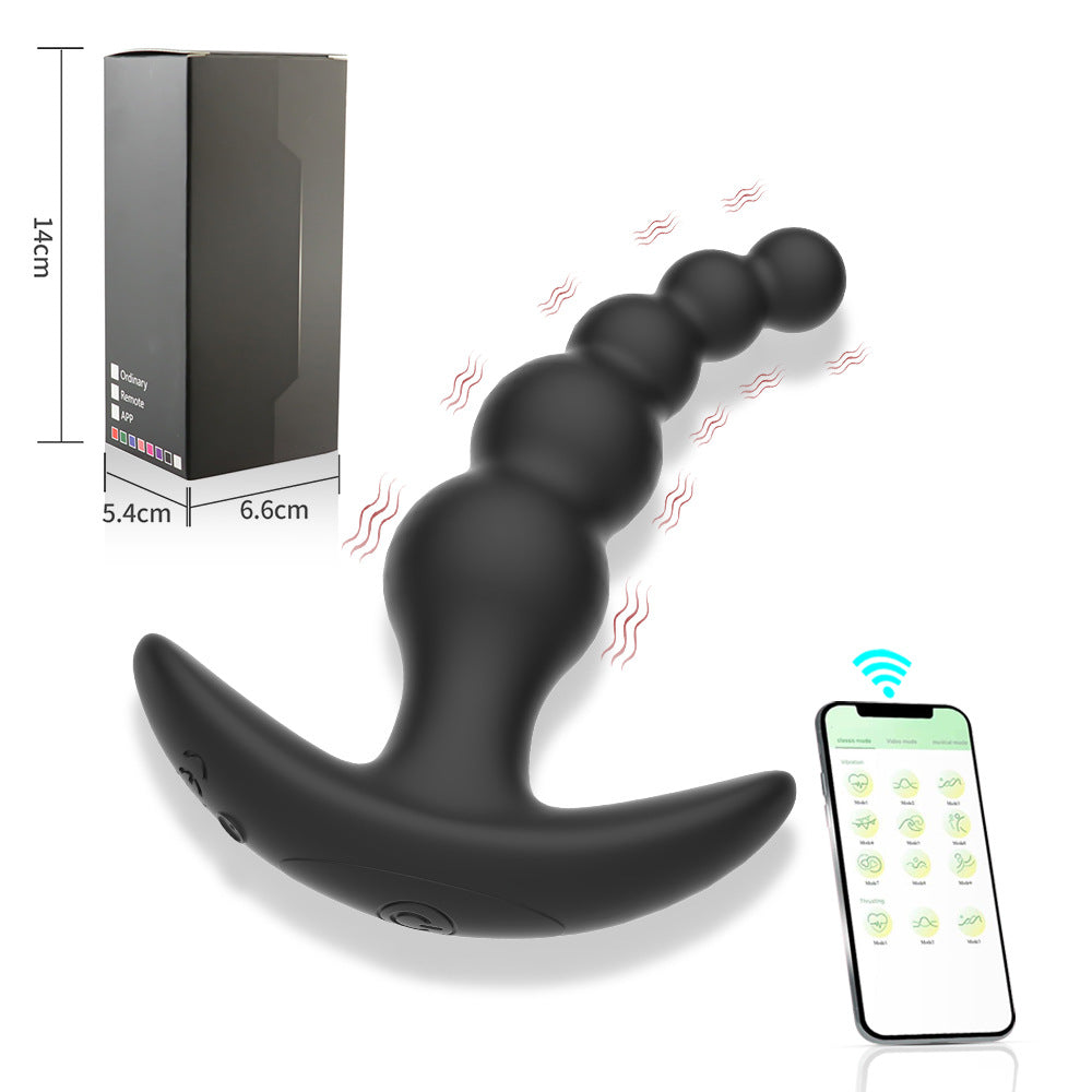 【APP Application】Wholesale of adult products manufacturers, Wulianzhu wireless APP remote control silicone backyard bead anal plug husband and wife products