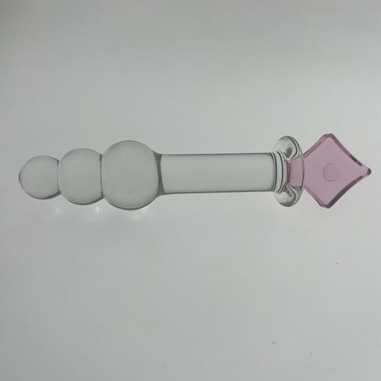 Plum blossom heart spade square crystal glass penis backyard sex female masturbator ice fire stick sex products