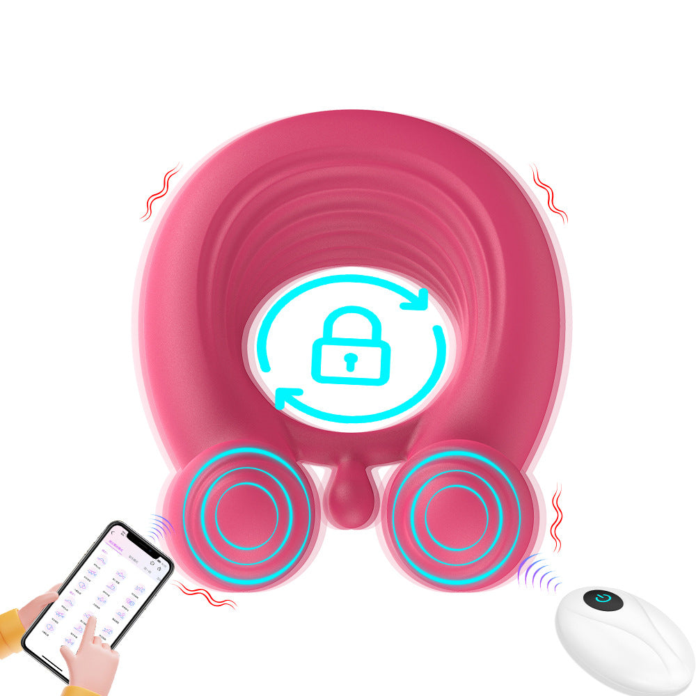 【APP Application】Wholesale of adult products manufacturers, charging APP remote control Lord of the Rings double shock silicone lock fine delay JJ ring,
