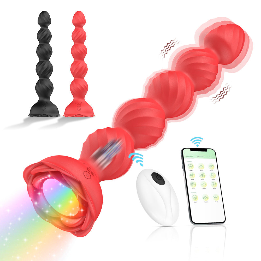 【APP Application】Hayley Colorful Luminous Anal Plug Remote Control Rose Ball Backyard Anal Plug Prostate Male Female Masturbation Vibrator APP