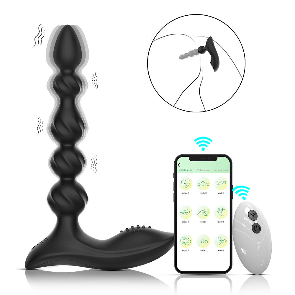【APP Application】Quito pull five beads double shock anal plug wireless APP remote control backyard pull beads silicone strong shock charging anal plug wholesale
