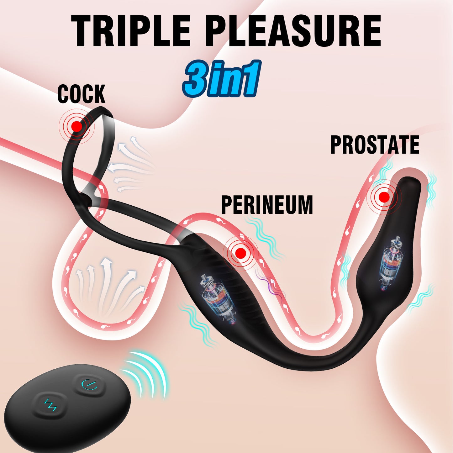 【recommend】Locking ring wearing prostate male and female sympathetic double stimulation massager adult sex toy