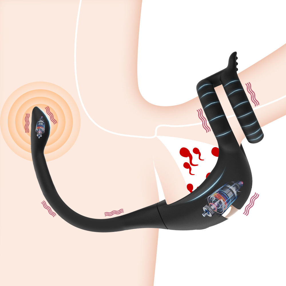 【APP Application】Wholesale from adult products manufacturers, Dragon Knight APP remote control double ring double shock lock fine ring backyard silicone anal plug couple