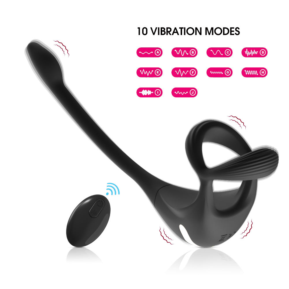 【APP Application】Wholesale from adult products manufacturers, Dragon Knight APP remote control double ring double shock lock fine ring backyard silicone anal plug couple