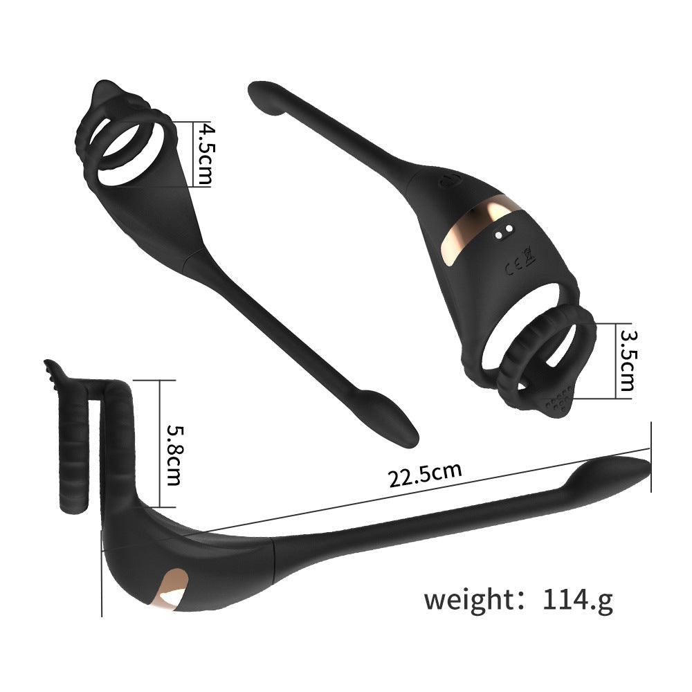 【APP Application】Wholesale from adult products manufacturers, Dragon Knight APP remote control double ring double shock lock fine ring backyard silicone anal plug couple