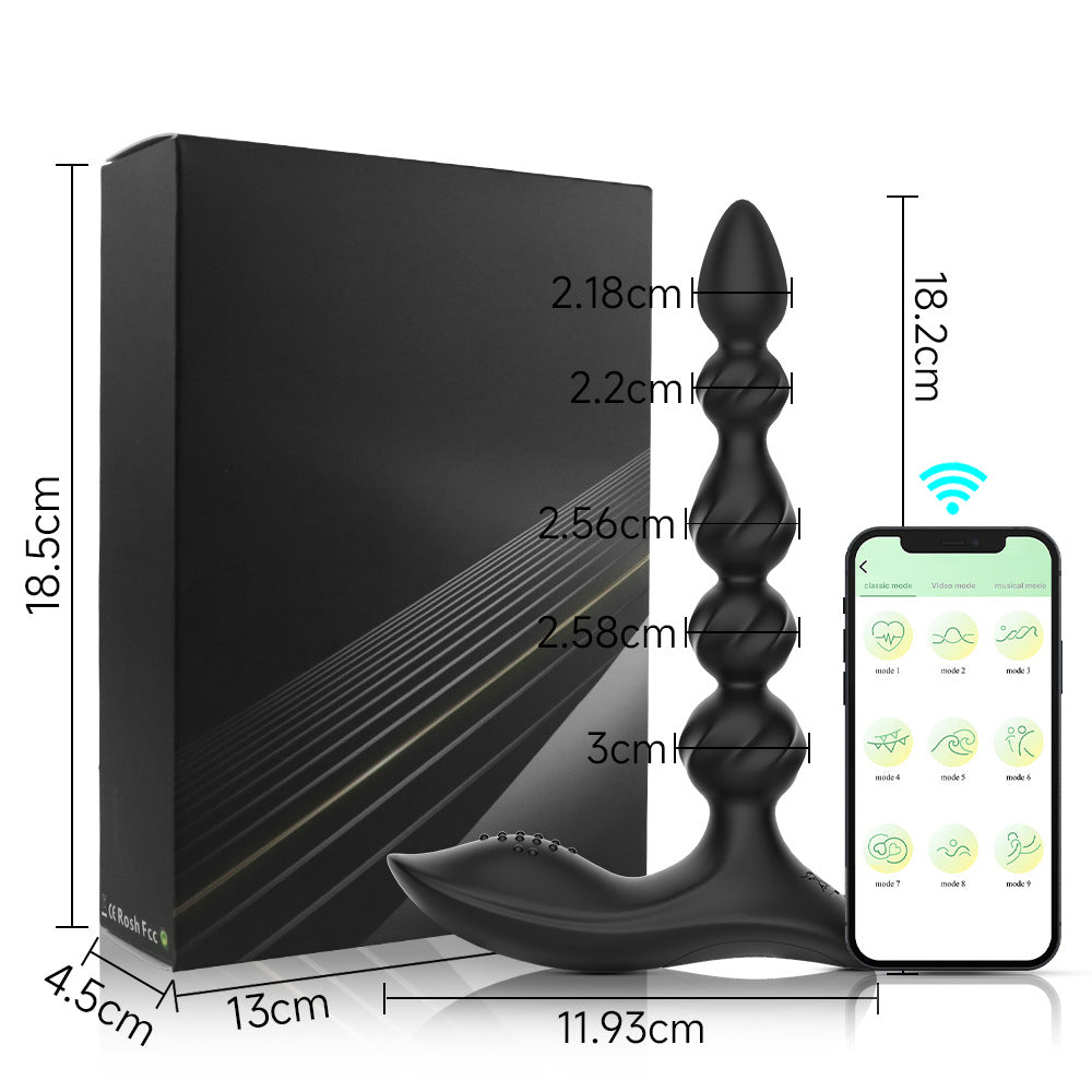 【APP Application】Quito pull five beads double shock anal plug wireless APP remote control backyard pull beads silicone strong shock charging anal plug wholesale