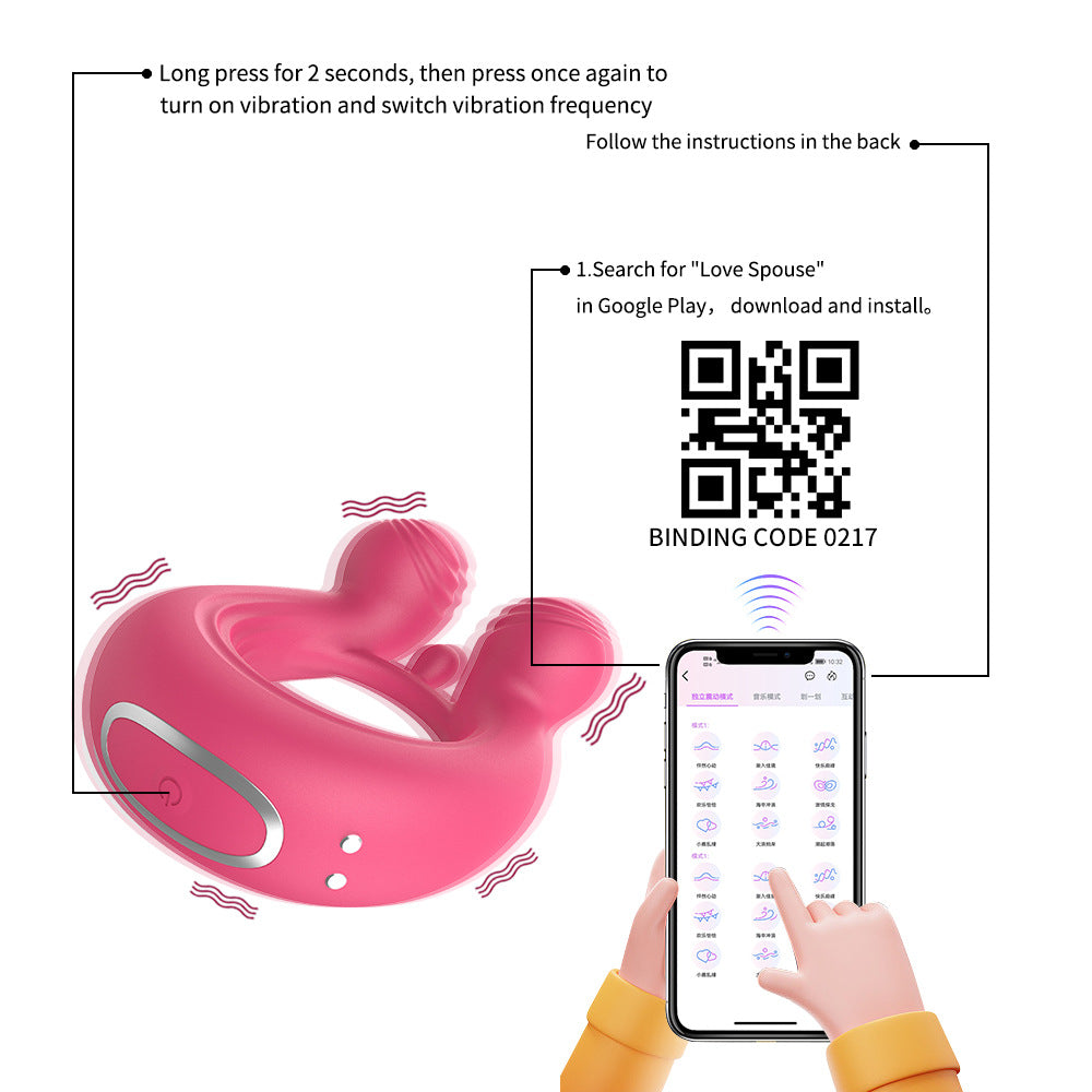 【APP Application】Wholesale of adult products manufacturers, charging APP remote control Lord of the Rings double shock silicone lock fine delay JJ ring,