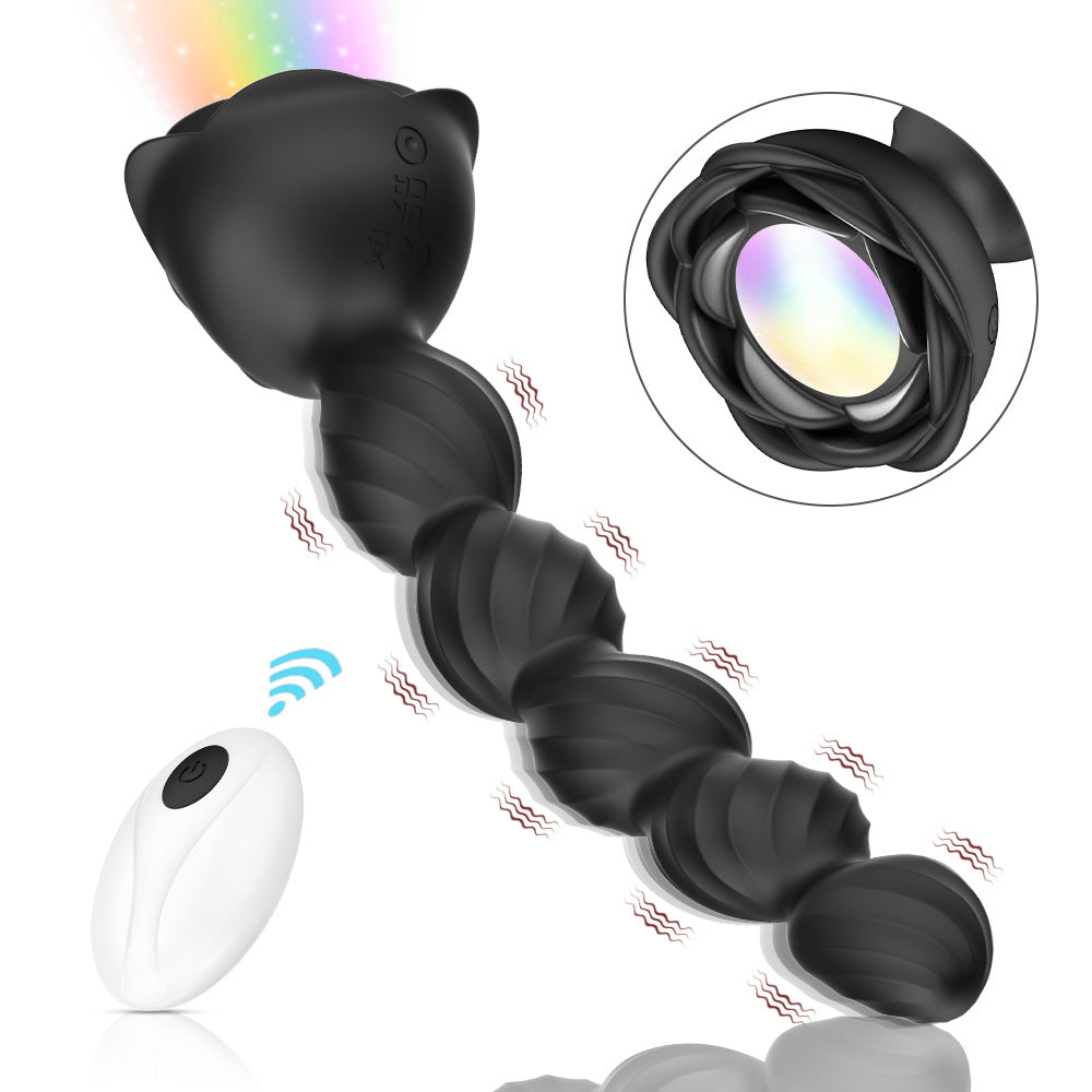 【APP Application】Hayley Colorful Luminous Anal Plug Remote Control Rose Ball Backyard Anal Plug Prostate Male Female Masturbation Vibrator APP