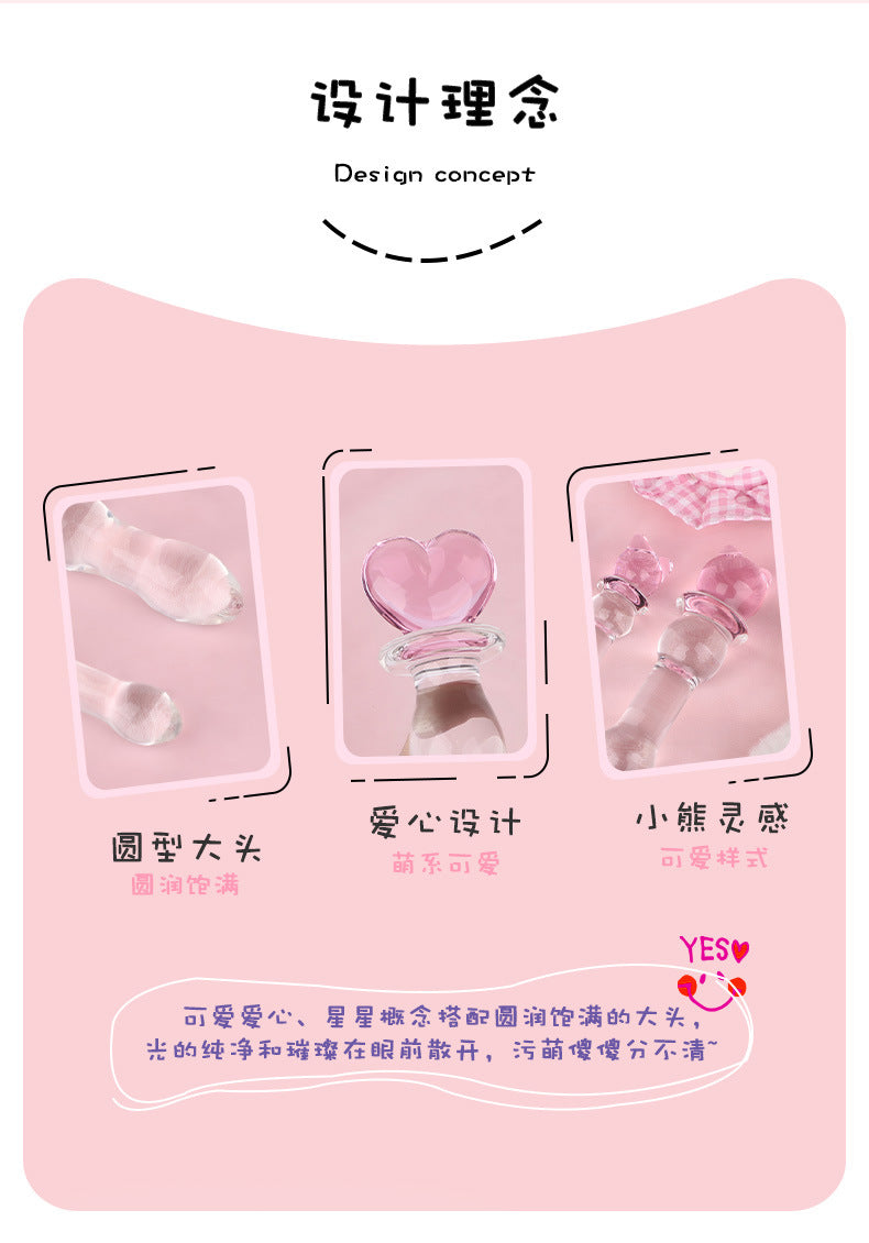 SM sex toy transparent crystal glass dildo massage stick penis masturbator cute styling adult products