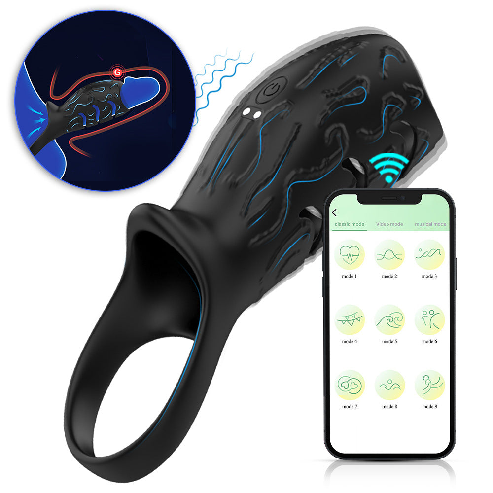 【APP Application】Locking ring vibration cover burst bar app male delay resistance ring husband and wife into the body resonator sex products batch