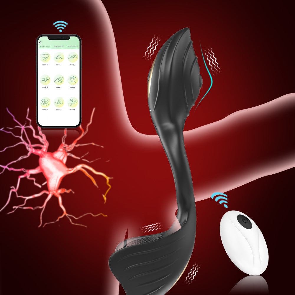 【APP Application】Wholesale of adult products manufacturers, charging APP remote control swan egg shock silicone men's lock fine ring husband and wife products
