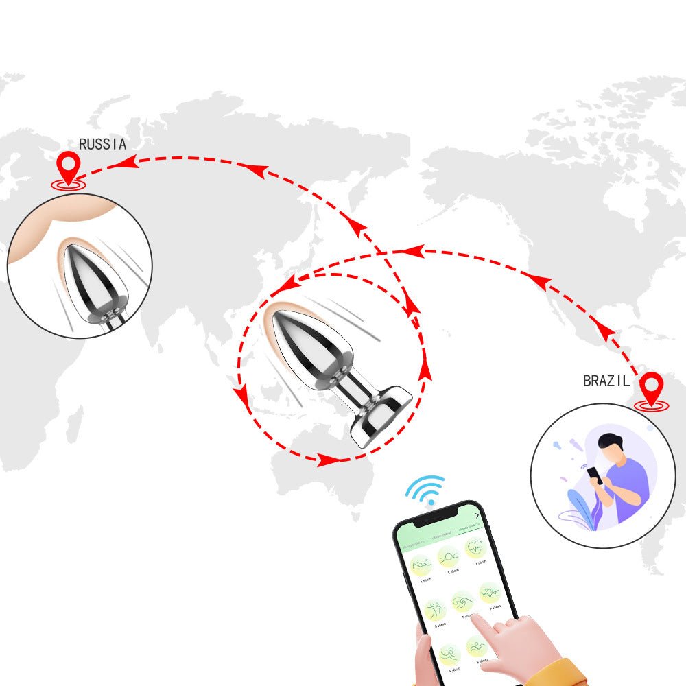 【APP Application】Adult products manufacturers wholesale, charging remote control APP vibration metal backyard anal plug set, gay products Leya